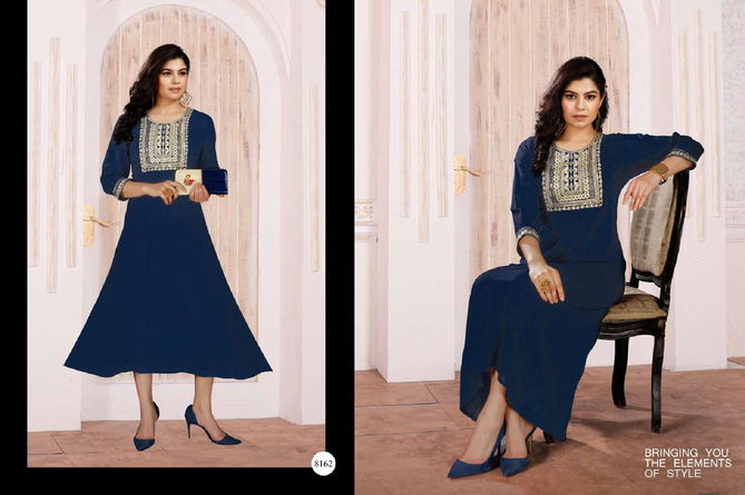 Rrr 8162 Heavy Rayon Fancy Wear Designer Kurti Collection